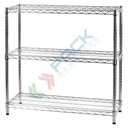 Scaffale in acciaio cromato, Mis. 90 L x 35 P x 90 H cm, 3 ripiani robusti e regolabili