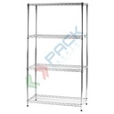 Scaffale in acciaio cromato, Mis. 90 L x 35 P x 168 H cm, 4 ripiani robusti e regolabili