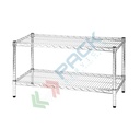 Scaffale in acciaio cromato, Mis. 90 L x 45 P x 50 H cm, 2 ripiani robusti e regolabili