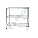 Scaffale in acciaio cromato, Mis. 90 L x 45 P x 90 H cm, 3 ripiani robusti e regolabili