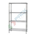 Scaffale in acciaio cromato, Mis. 90 L x 45 P x 160 H cm, 4 ripiani robusti e regolabili