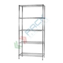 Scaffale in acciaio cromato, Mis. 90 L x 45 P x 200 H cm, 5 ripiani robusti e regolabili