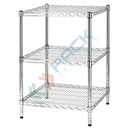 Scaffale in acciaio cromato, Mis. 60 L x 60 P x 90 H cm, 3 ripiani robusti e regolabili