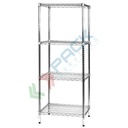 Scaffale in acciaio cromato, Mis. 60 L x 60 P x 160 H cm, 4 ripiani robusti e regolabili