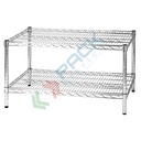 Scaffale in acciaio cromato, Mis. 90 L x 60 P x 50 H cm, 2 ripiani robusti e regolabili