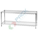 Scaffale in acciaio cromato, Mis. 121 L x 35 P x 50 H cm, 2 ripiani robusti e regolabili