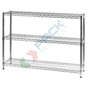 Scaffale in acciaio cromato, Mis. 121 L x 35 P x 90 H cm, 3 ripiani robusti e regolabili