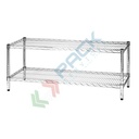 Scaffale in acciaio cromato, Mis. 121 L x 45 P x 50 H cm, 2 ripiani robusti e regolabili