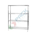 Scaffale in acciaio cromato, Mis. 121 L x 45 P x 160 H cm, 4 ripiani robusti e regolabili