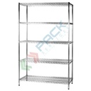 Scaffale in acciaio cromato, Mis. 120 L x 60 P x 200 H cm, 5 ripiani robusti e regolabili