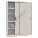 Armadio in metallo per archivio con ante scorrevoli, 2 vani, Mis. 1500 L x 450 P x 2000 H mm