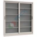 Armadio in metallo per archivio con ante scorrevoli in vetro, 2 vani, Mis. 1800 L x 450 P x 2000 H mm
