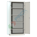 Armadio in metallo multiuso con 2 ante battenti, 1 vano, Mis. 800 L x 400 P x 1800 H mm, serratura a cilindro con chiave