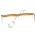 Panchina per spogliatoio in acciaio con doghe in legno massello, Mis. 2000 L x 370 P x 430 H mm, 6 posti a sedere