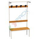 Panchina per spogliatoio con alzata e doghe in legno, 3 posti, Mis. 1000 L x 390 P x 1840 H mm