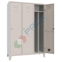 Armadio spogliatoio sporco pulito in metallo, 3 vani e 3 tramezzi, Mis. 1200 L x 500 P x 1800 H mm, maniglia in metallo