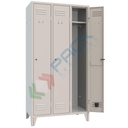 Armadio spogliatoio in metallo, 3 vani, Mis. 907 L x 500 P x 1800 H mm, serratura a cilindro con chiave