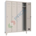 Armadio spogliatoio in metallo, 4 vani, Mis. 1200 L x 500 P x 1800 H mm, maniglia in metallo lucchettabile