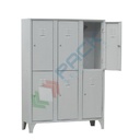 Armadio spogliatoio in metallo sovrapposto, 6 vani, Mis. 900 L x 500 P x 1800 H mm, serratura a cilindro con chiave