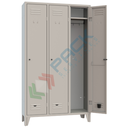 Armadio spogliatoio in metallo, 3 vani, Mis. 1020 L x 330 P x 1800 H mm, maniglia in metallo lucchettabile
