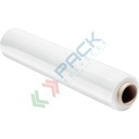 Film estensibile manuale, autocollante, spessore 23 my, altezza 500 mm, peso bobina 2,8 Kg, lunghezza 300 mt, colore trasparente